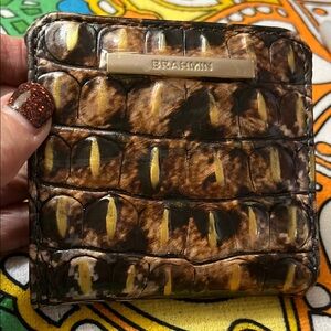 NWOT Brahmin “Chocolate & Caramel” Crocodile Style Leather Wallet